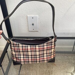 Liz Claiborne Plaid Shoulder Bag - Black, Cream, and Red